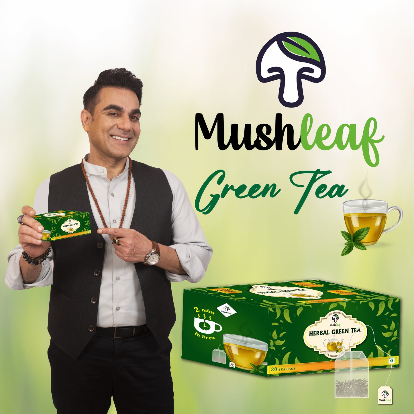 Mushleaf Green Tea  Bags (30 Pieces)